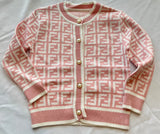 F Cardigan Pink & White