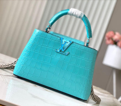 Womens Capucines LV Turquoise Bag