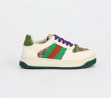New GG Green Monogram Striped Lace Sneakers
