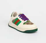 New GG Green Monogram Striped Lace Sneakers