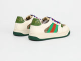 New GG Green Monogram Striped Lace Sneakers