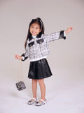 White Tweed Jacket Leather Skirt