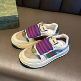 New GG Green Monogram Striped Lace Sneakers