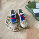 New GG Green Monogram Striped Lace Sneakers