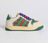 PREORDER- New GG Green Monogram Striped Lace Sneakers
