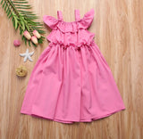 Kids Pink Cold Shoulder Ruffle Dress