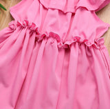 Kids Pink Cold Shoulder Ruffle Dress