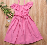 Kids Pink Cold Shoulder Ruffle Dress