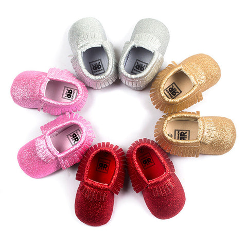 Glitter Baby Moccasins Crib Shoes