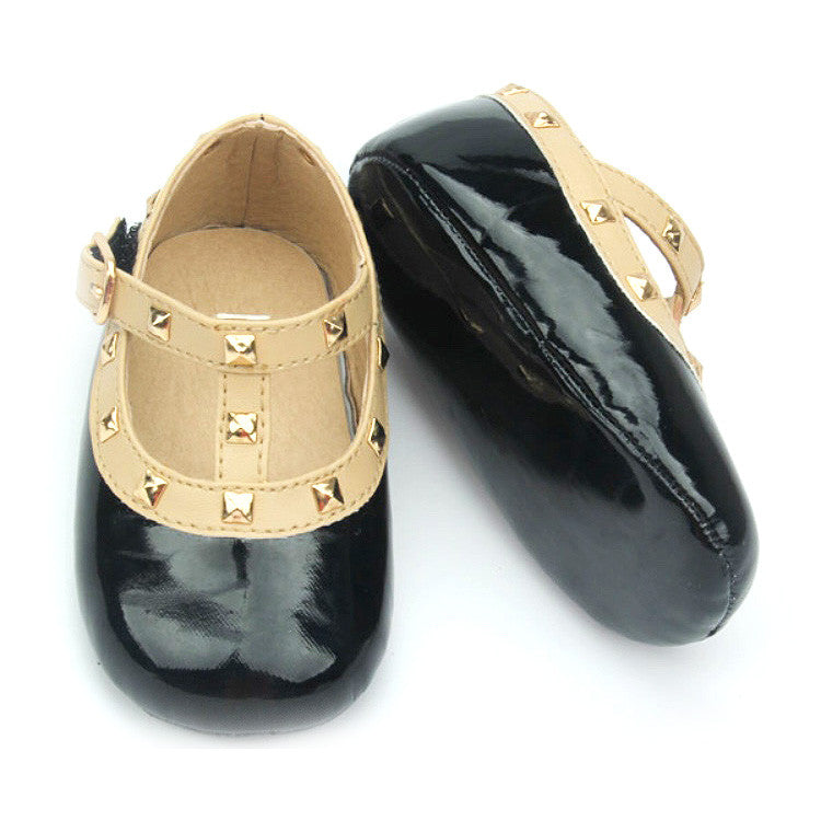 Baby Infant Rock Studded Crib Shoes Mary Janes Black NM Kids Boutique