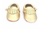 Red Bottom Louie Baby Fringe Moccasins - Gold