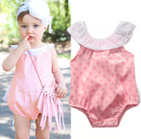 Lace and Pink Polka Dot Onesie