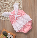 Lace and Pink Polka Dot Onesie