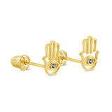 Baby/Kids 10 kt gold Hamsa evil eye screwback earrings