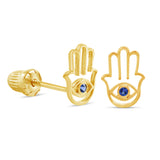 Baby/Kids 10 kt gold Hamsa evil eye screwback earrings