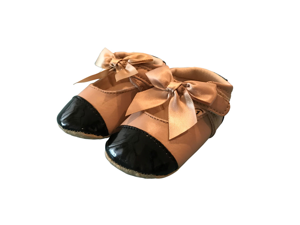 Baby Ballet Crib Shoes-Beige and Black