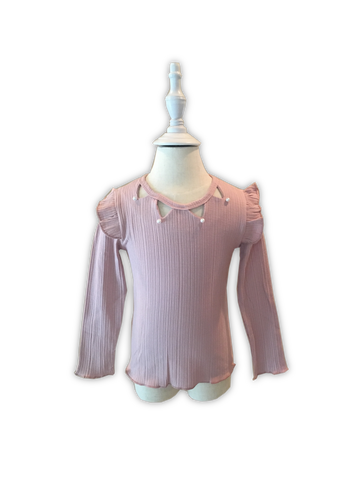 Kids Pink Long Sleeve Pearl Shirt