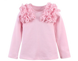 Ruffle Shoulder Top- Pink