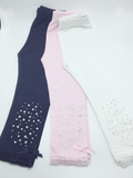 Sparkly Bejeweled Girls Leggings - Pink, White, Black
