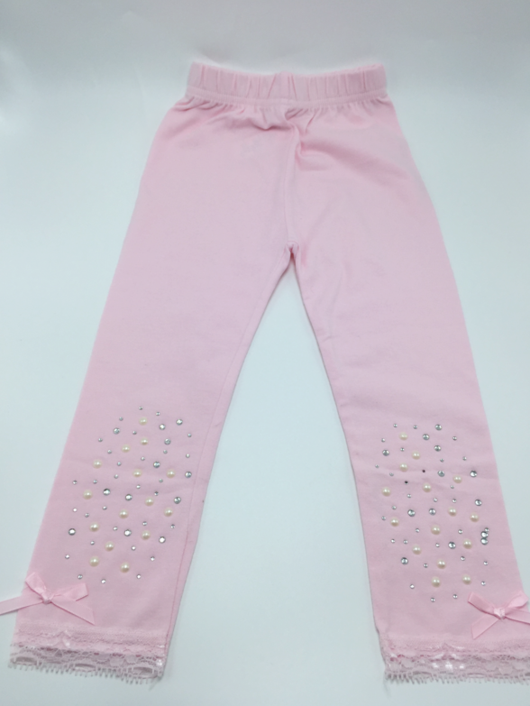 Sparkly Bejeweled Girls Leggings - Pink, White, Black
