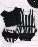 Rufflebutts Black & White Stripe Ruffled Tankini