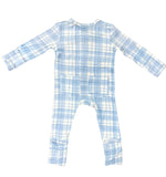 Bamboo Viscose Blue Plaid Zip Footie