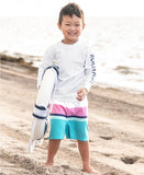 Rufflebutts Aqua Color Block Swim Trunks