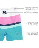 Rufflebutts Aqua Color Block Swim Trunks