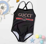 Girls Black GG Bathing Suit