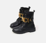 F Black Leather Boots