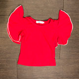 Girls Red Flutter Top