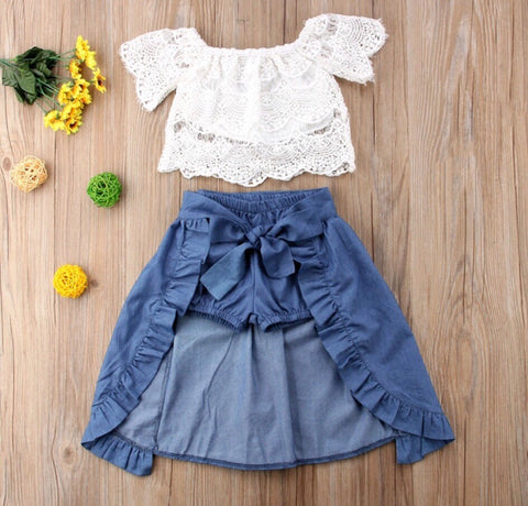 White Lace & Denim Set